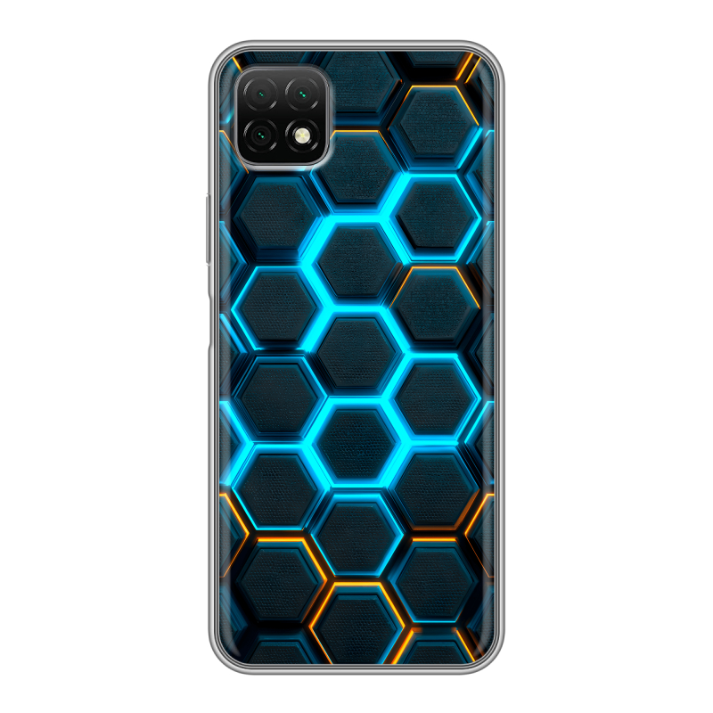 Силиконовый чехол на Wiko T3 с принтом Неоновые соты Силиконовый чехол на Wiko T3 с принтом Неоновые соты