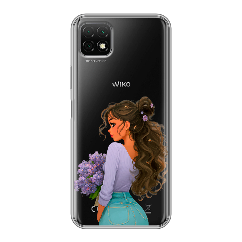 Силиконовый чехол на Wiko T3 с принтом девушка цветы Силиконовый чехол на Wiko T3 с принтом девушка цветы