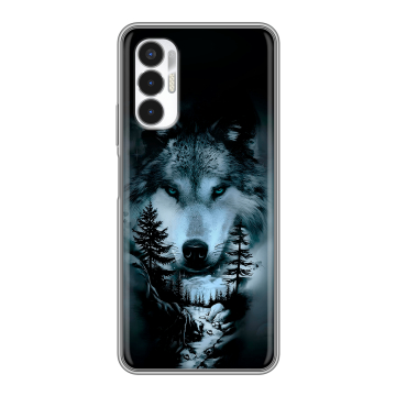 Силиконовый чехол на Tecno Pova 3 с принтом Лесной волк Силиконовый чехол на Tecno Pova 3 с принтом Лесной волк