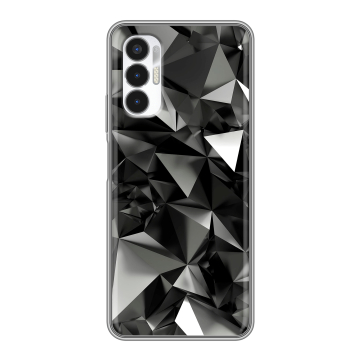 Силиконовый чехол на Tecno Pova 3 с принтом Черные кристаллы Силиконовый чехол на Tecno Pova 3 с принтом Черные кристаллы