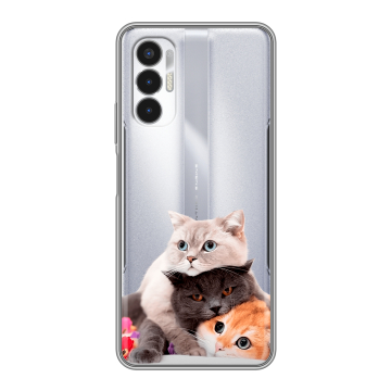 Силиконовый чехол на Tecno Pova 3 с принтом Кошки Силиконовый чехол на Tecno Pova 3 с принтом Кошки