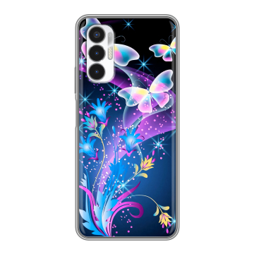Силиконовый чехол на Tecno Pova 3 с принтом Бабочки Силиконовый чехол на Tecno Pova 3 с принтом Бабочки