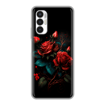Силиконовый чехол на Tecno Pova 3 с принтом Розы красные Силиконовый чехол на Tecno Pova 3 с принтом Розы красные