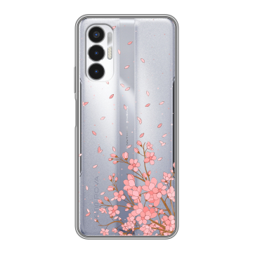 Силиконовый чехол на Tecno Pova 3 с принтом Ветка сакуры Силиконовый чехол на Tecno Pova 3 с принтом Ветка сакуры