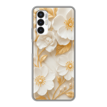 Силиконовый чехол на Tecno Pova 3 с принтом Цветы Силиконовый чехол на Tecno Pova 3 с принтом Цветы