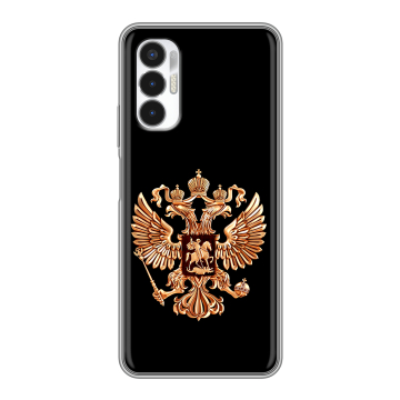 Силиконовый чехол на Tecno Pova 3 с принтом Герб России золотой Силиконовый чехол на Tecno Pova 3 с принтом Герб России золотой