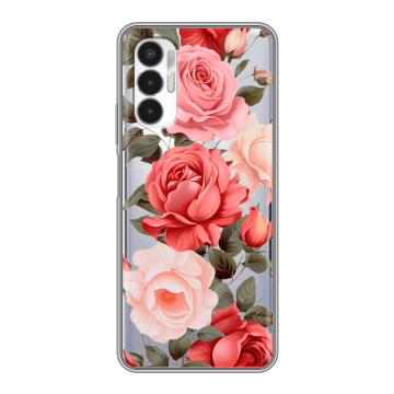 Силиконовый чехол на Tecno Pova 3 с принтом Розы Силиконовый чехол на Tecno Pova 3 с принтом Розы