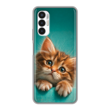 Силиконовый чехол на Tecno Pova 3 с принтом котенок Силиконовый чехол на Tecno Pova 3 с принтом котенок