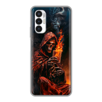 Силиконовый чехол на Tecno Pova 3 с принтом Скелет и карты Силиконовый чехол на Tecno Pova 3 с принтом Скелет и карты