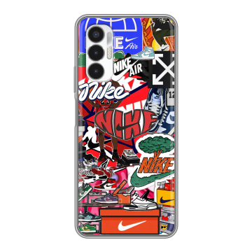 Силиконовый чехол на Tecno Pova 3 с принтом Найк Nike яркий