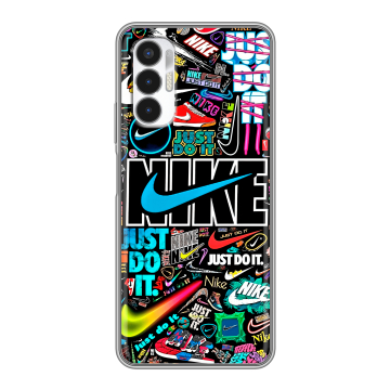 Силиконовый чехол на Tecno Pova 3 с принтом найк nike черный