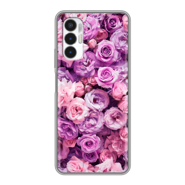 Силиконовый чехол на Tecno Pova 3 с принтом лавандовые розы