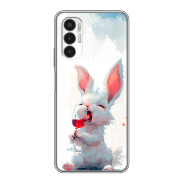 Силиконовый чехол на Tecno Pova 3 с принтом кролик зайчик