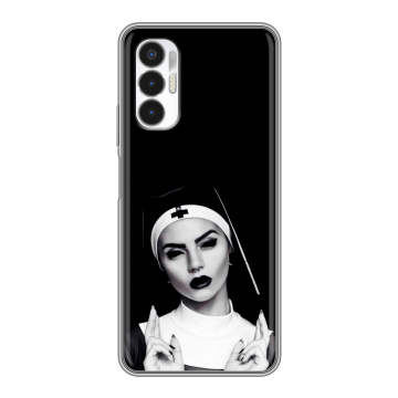 Силиконовый чехол на Tecno Pova 3 с принтом монашка
