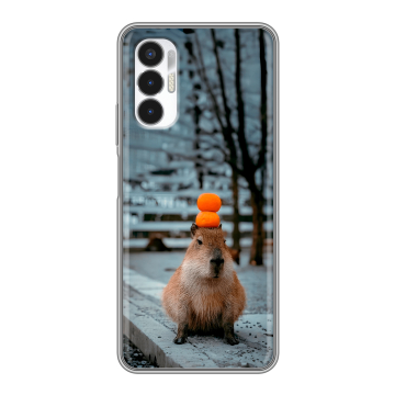 Силиконовый чехол на Tecno Pova 3 с принтом капибара