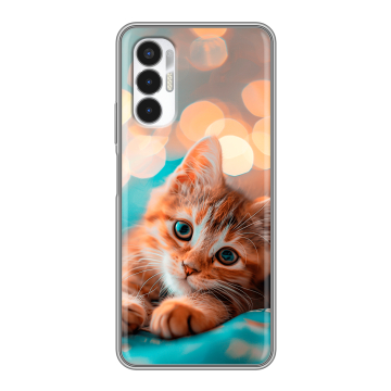 Силиконовый чехол на Tecno Pova 3 с принтом котик