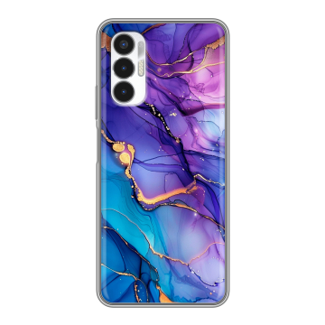 Силиконовый чехол на Tecno Pova 3 с принтом синий мрамор Силиконовый чехол на Tecno Pova 3 с принтом синий мрамор