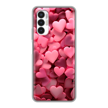 Силиконовый чехол на Tecno Pova 3 с принтом розовые сердечки Силиконовый чехол на Tecno Pova 3 с принтом розовые сердечки