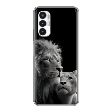 Силиконовый чехол на Tecno Pova 3 с принтом Лев кошки