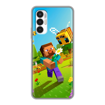 Силиконовый чехол на Tecno Pova 3 с принтом Майнкрафт Minecraft Силиконовый чехол на Tecno Pova 3 с принтом Майнкрафт Minecraft
