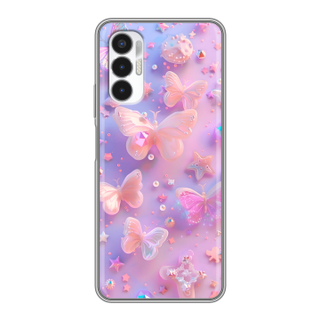 Силиконовый чехол на Tecno Pova 3 с принтом Бабочки Силиконовый чехол на Tecno Pova 3 с принтом Бабочки