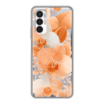 Силиконовый чехол на Tecno Pova 3 с принтом Бежевые цветы