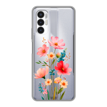 Силиконовый чехол на Tecno Pova 3 с принтом Цветы