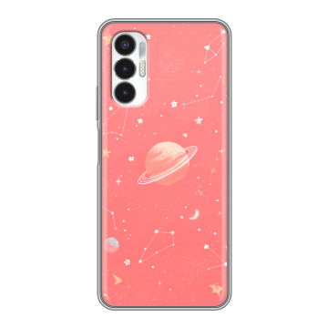 Силиконовый чехол на Tecno Pova 3 с принтом Розовый космос