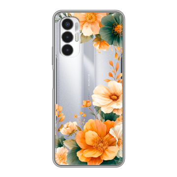 Силиконовый чехол на Tecno Pova 3 с принтом Цветы принт