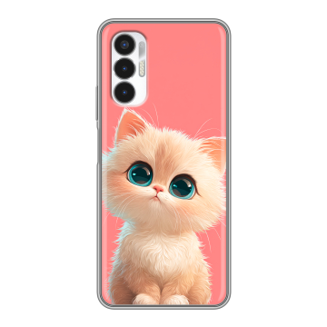 Силиконовый чехол на Tecno Pova 3 с принтом Розовый котенок