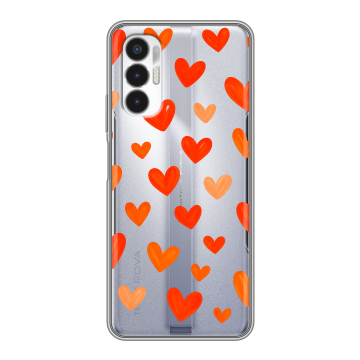 Силиконовый чехол на Tecno Pova 3 с принтом Сердечки