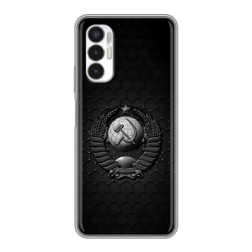 Силиконовый чехол на Tecno Pova 3 с принтом Герб Флаг СССР Силиконовый чехол на Tecno Pova 3 с принтом Герб Флаг СССР