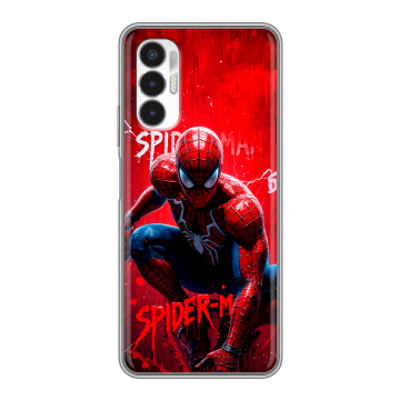 Силиконовый чехол на Tecno Pova 3 с принтом Spiderman Человек паук Силиконовый чехол на Tecno Pova 3 с принтом Spiderman Человек паук