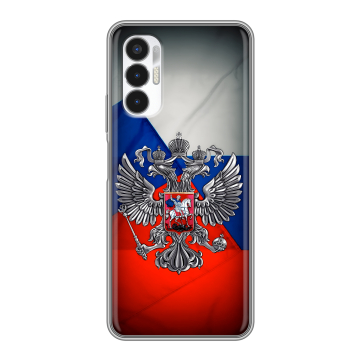 Силиконовый чехол на Tecno Pova 3 с принтом Флаг России Силиконовый чехол на Tecno Pova 3 с принтом Флаг России