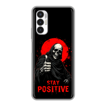 Силиконовый чехол на Tecno Pova 3 с принтом смешной скелет Силиконовый чехол на Tecno Pova 3 с принтом смешной скелет