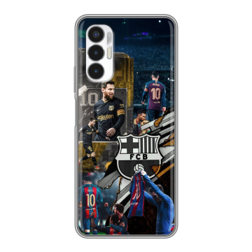 Силиконовый чехол на Tecno Pova 3 с принтом Messi Barcelona Силиконовый чехол на Tecno Pova 3 с принтом Messi Barcelona