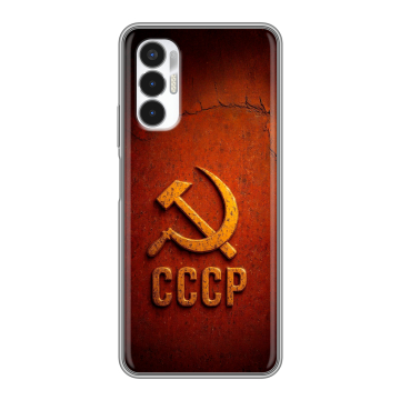 Силиконовый чехол на Tecno Pova 3 с принтом Флаг Герб СССР Силиконовый чехол на Tecno Pova 3 с принтом Флаг Герб СССР