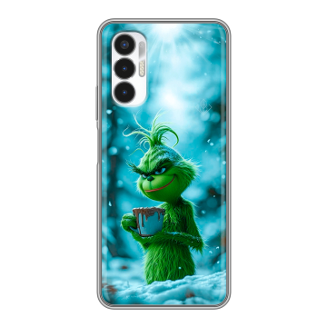 Силиконовый чехол на Tecno Pova 3 с принтом Новый год гринч Силиконовый чехол на Tecno Pova 3 с принтом Новый год гринч