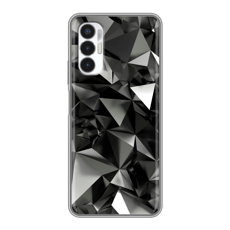 Силиконовый чехол на Tecno Pova 3 с принтом Черные кристаллы Силиконовый чехол на Tecno Pova 3 с принтом Черные кристаллы