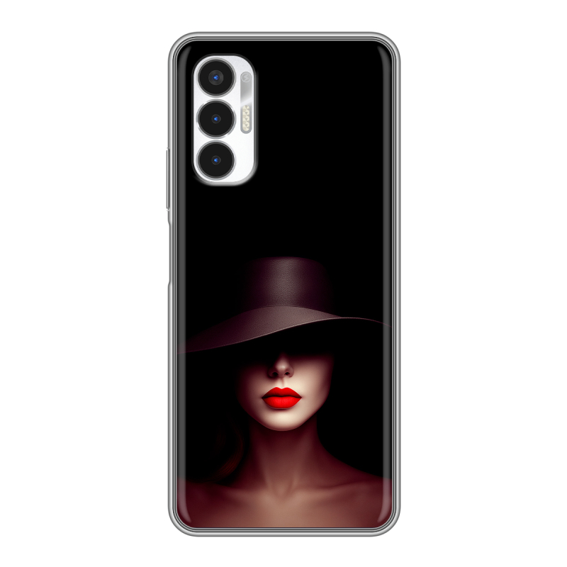 Силиконовый чехол на Tecno Pova 3 с принтом Девушка в шляпе Силиконовый чехол на Tecno Pova 3 с принтом Девушка в шляпе