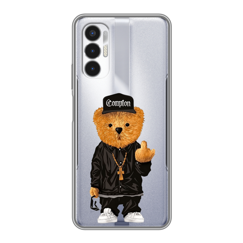 Силиконовый чехол на Tecno Pova 3 с принтом Плюшевый медведь Силиконовый чехол на Tecno Pova 3 с принтом Плюшевый медведь