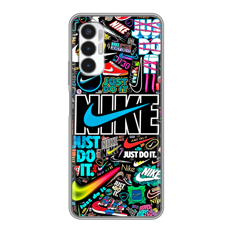 Силиконовый чехол на Tecno Pova 3 с принтом найк nike черный Силиконовый чехол на Tecno Pova 3 с принтом найк nike черный