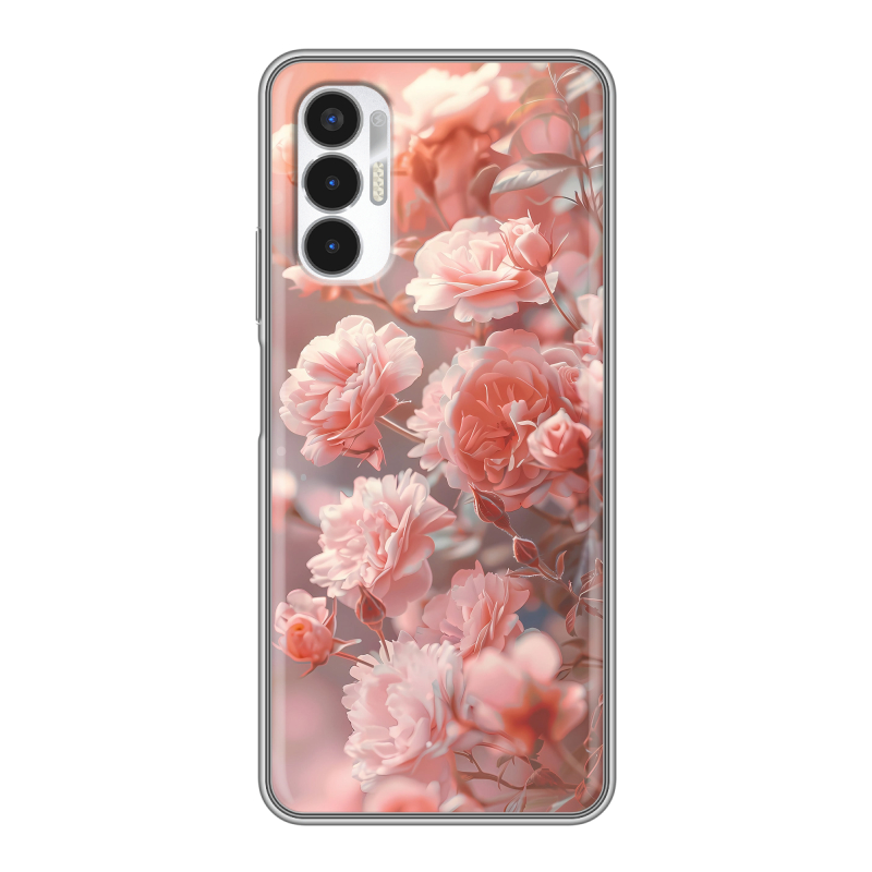 Силиконовый противоударный чехол на Tecno Pova 3 с принтом Розовые розы Силиконовый противоударный чехол на Tecno Pova 3 с принтом Розовые розы
