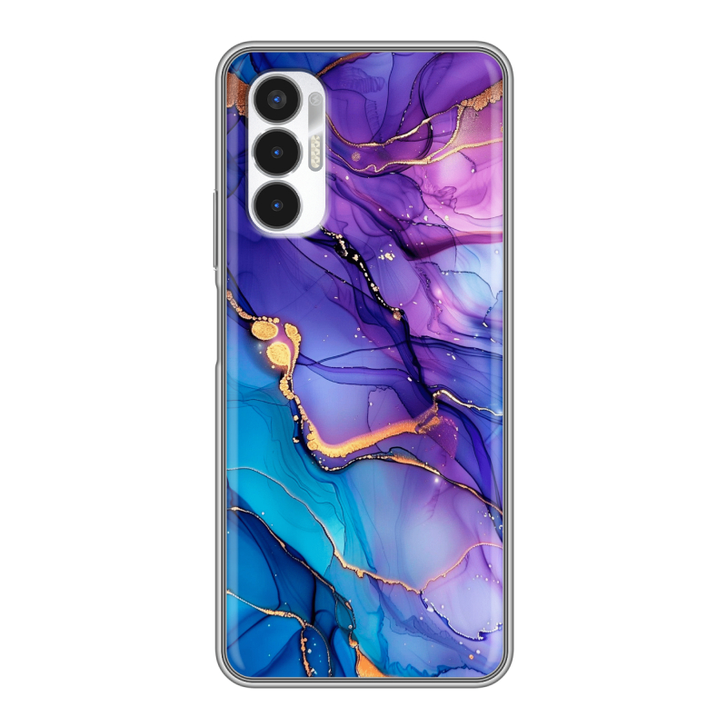 Силиконовый чехол на Tecno Pova 3 с принтом синий мрамор Силиконовый чехол на Tecno Pova 3 с принтом синий мрамор