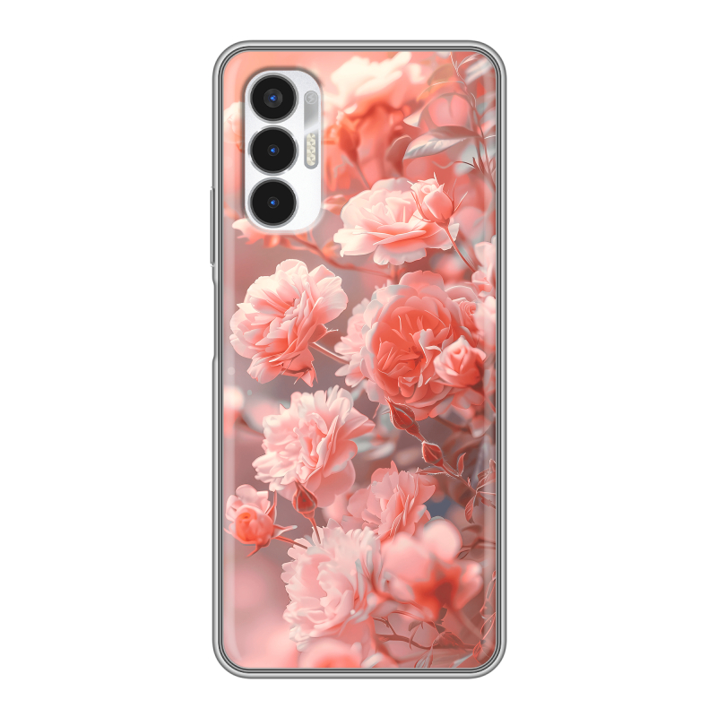 Силиконовый противоударный чехол на Tecno Pova 3 с принтом Розы цветы Силиконовый противоударный чехол на Tecno Pova 3 с принтом Розы цветы