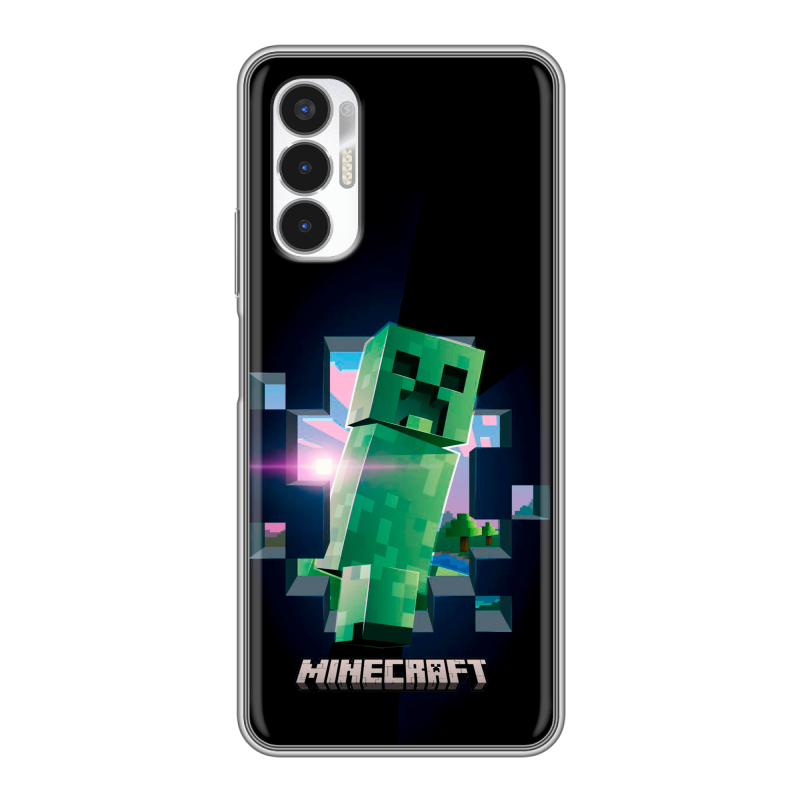 Силиконовый противоударный чехол на Tecno Pova 3 с принтом Майнкрафт Minecraft Силиконовый противоударный чехол на Tecno Pova 3 с принтом Майнкрафт Minecraft