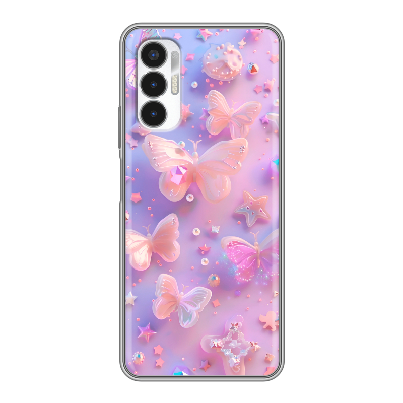 Силиконовый чехол на Tecno Pova 3 с принтом Бабочки Силиконовый чехол на Tecno Pova 3 с принтом Бабочки