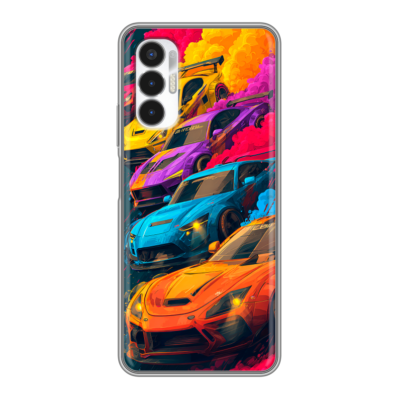 Силиконовый противоударный чехол на Tecno Pova 3 с принтом Тачки Силиконовый противоударный чехол на Tecno Pova 3 с принтом Тачки