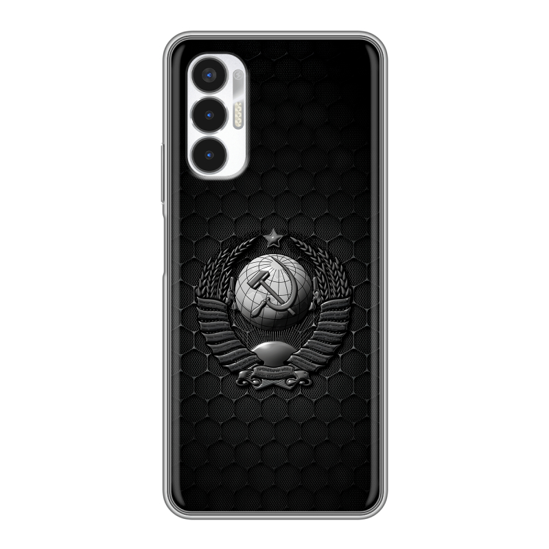 Силиконовый чехол на Tecno Pova 3 с принтом Герб Флаг СССР Силиконовый чехол на Tecno Pova 3 с принтом Герб Флаг СССР