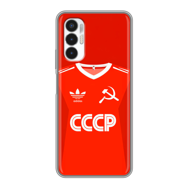 Силиконовый противоударный чехол на Tecno Pova 3 с принтом Флаг Герб СССР Силиконовый противоударный чехол на Tecno Pova 3 с принтом Флаг Герб СССР